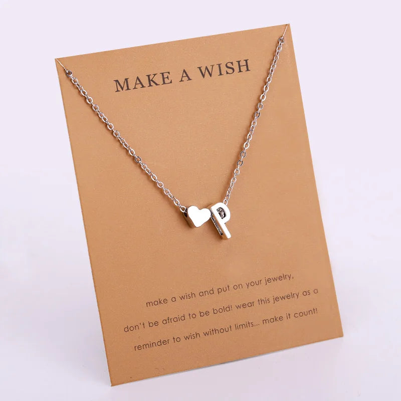 Initial 26 Letter Necklace Heart Necklaces