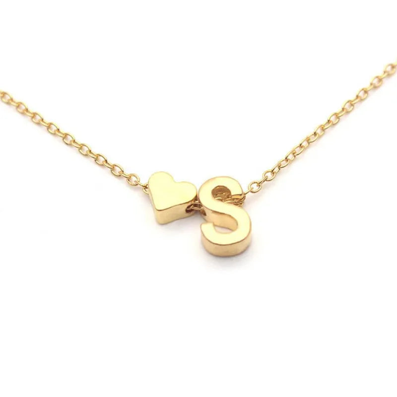 Peach single layer letter necklace female 26 letters pendant