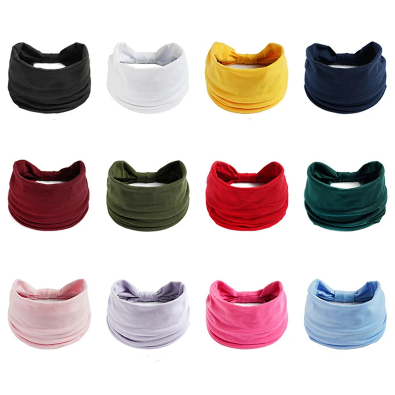 New Boho Solid Color Wide Headbands