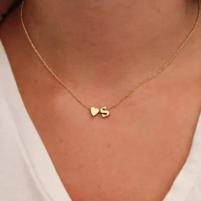 Peach single layer letter necklace female 26 letters pendant