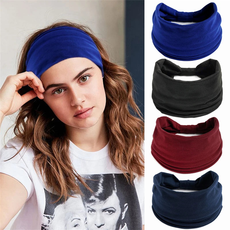 New Boho Solid Color Wide Headbands