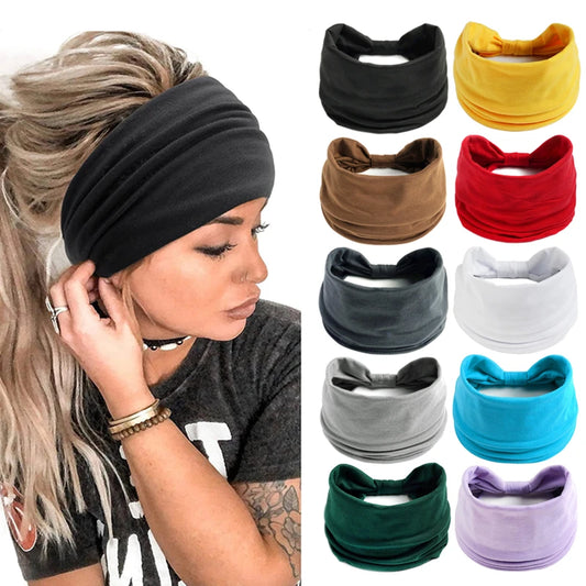 New Boho Solid Color Wide Headbands